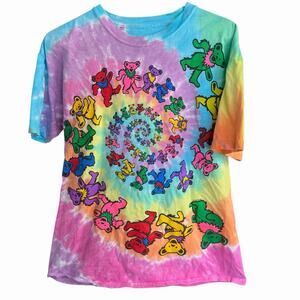 Vintage Liquid Blue Shirt Mens L Grateful Dead Bears 1995 Tie Dye T Spiral 90s